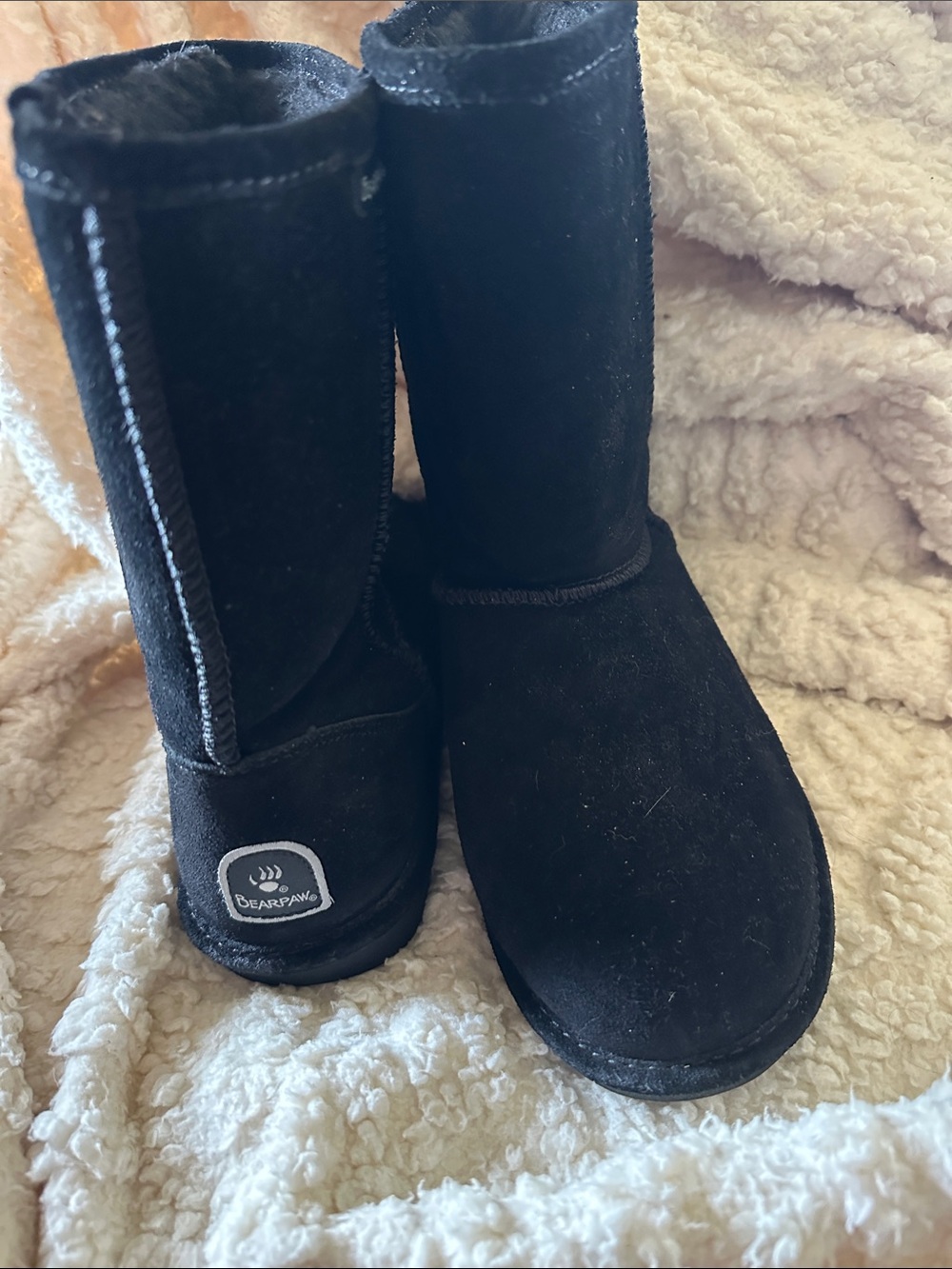 BearPaw Black Suede Plush-Lined Mid-Calf Boots